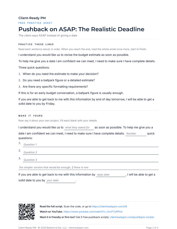 Preview of the practice sheet for Pushback on ASAP: The Realistic Deadline